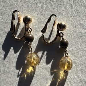 Clip-on Citrin Gold filled Drop Earrings